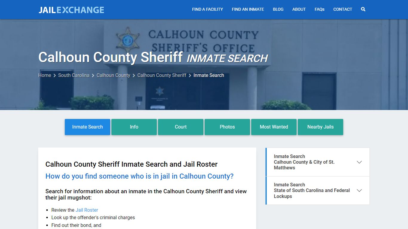 Calhoun County Sheriff Inmate Search - Jail Exchange