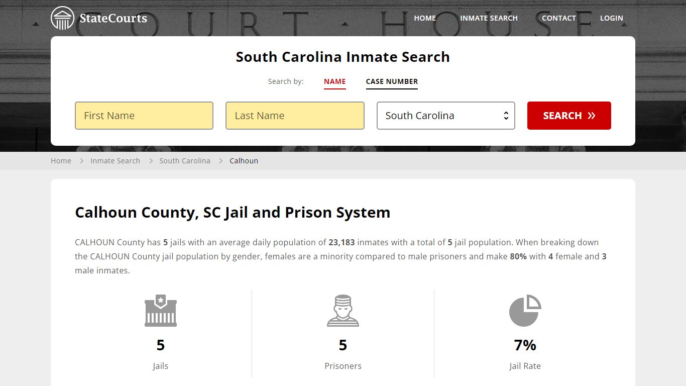 Calhoun County, SC Inmate Search - StateCourts