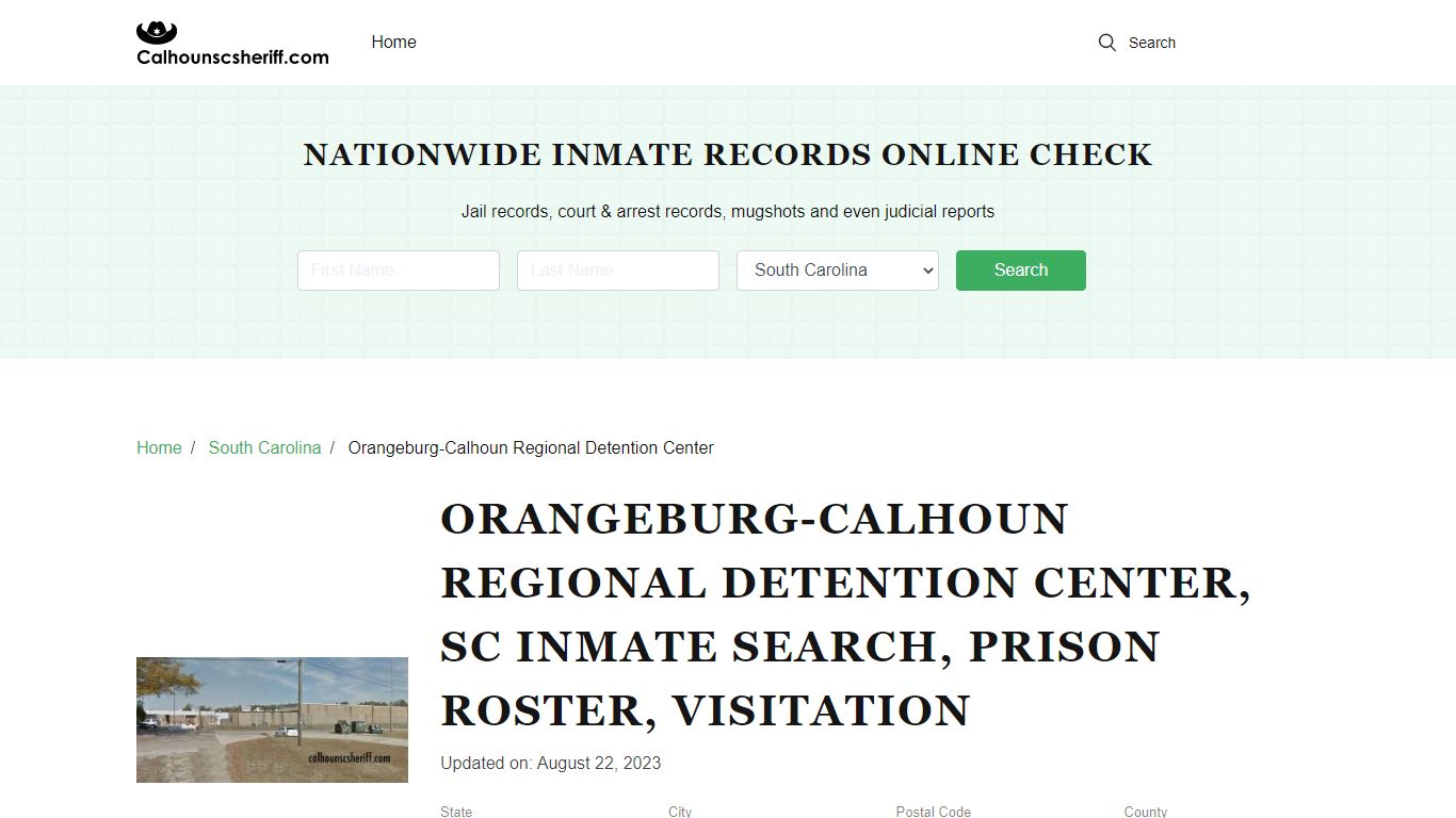 Orangeburg-Calhoun Regional Detention Center, SC Inmate Search, Prison ...